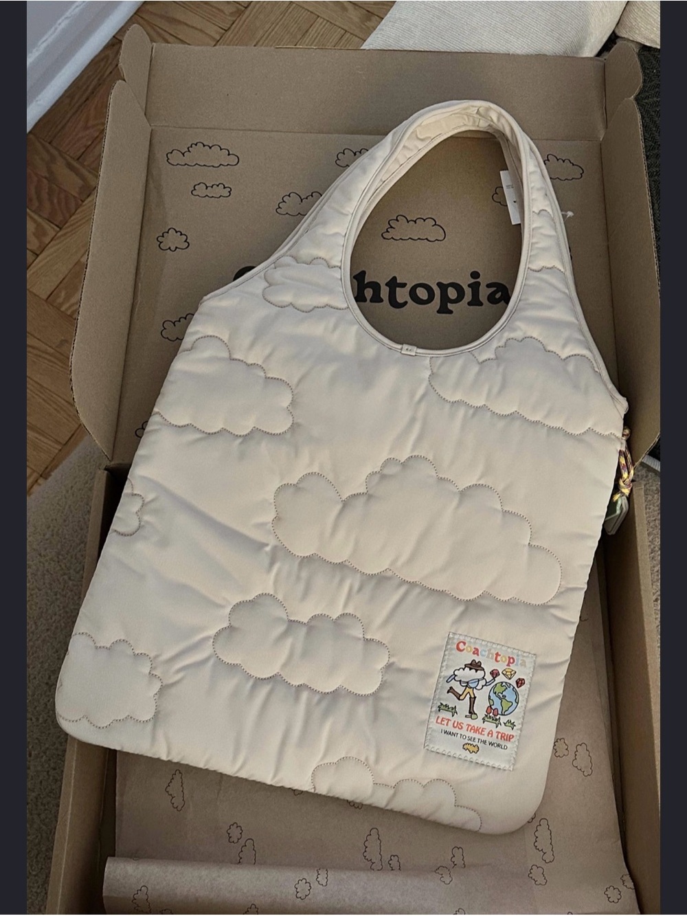 Coachtopia Cloud Quilted Cream Tote Bag by Coach
